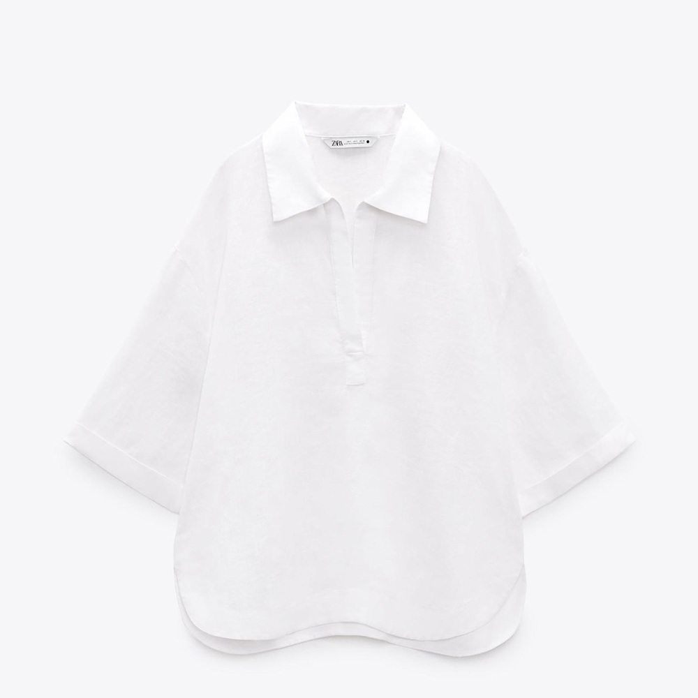 Zara White Blouse Relaxed Fit Minimalist Design